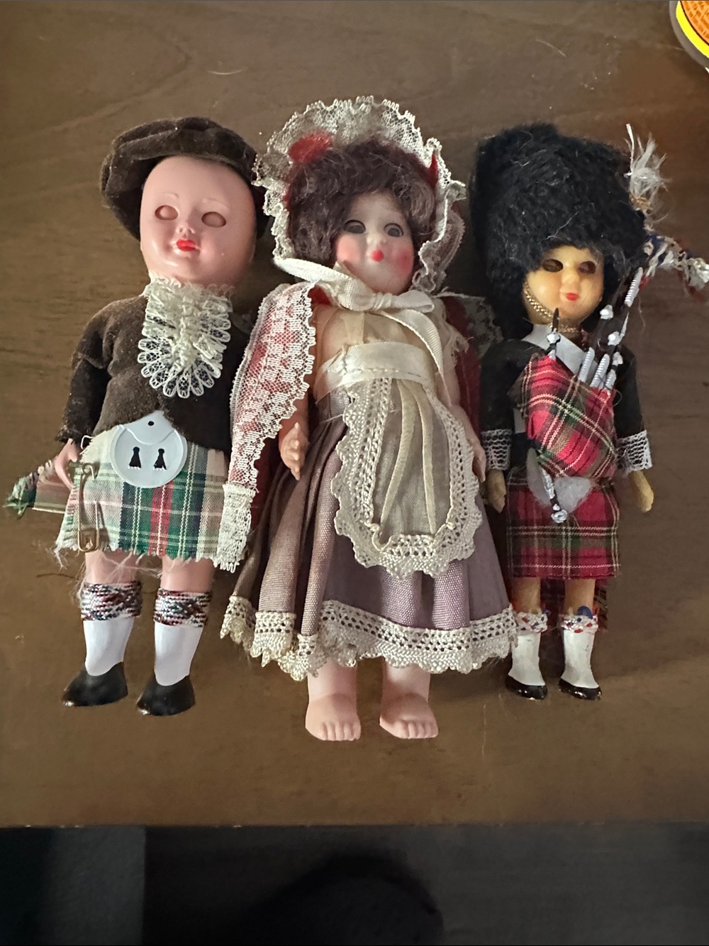 Vintage-Style Scottish Doll Set - Brown, Red, Black